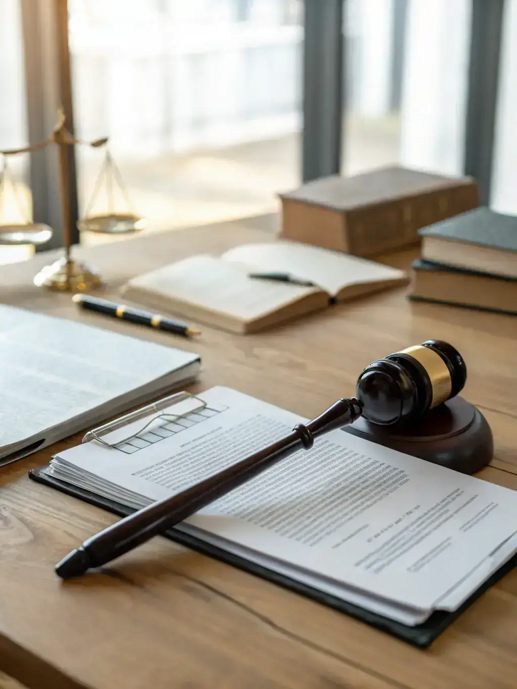 A gavel and law books on a desk, symbolizing legal proceedings where polygraph evidence might be relevant.