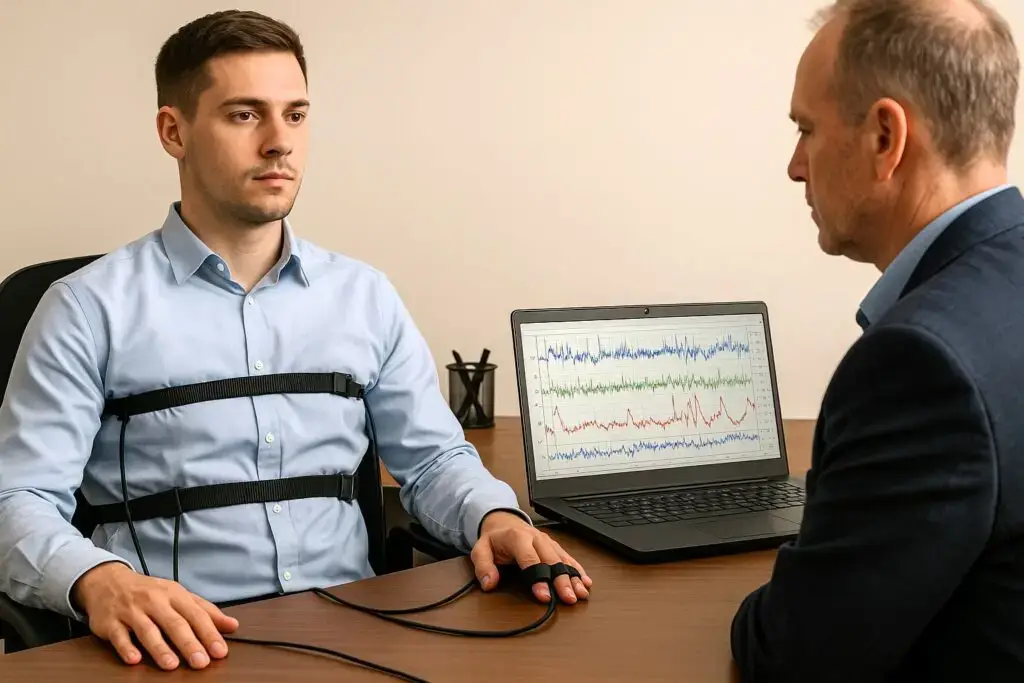 Examiner preparing a theft-related polygraph test for a private client – Spectrum Polygraph Services