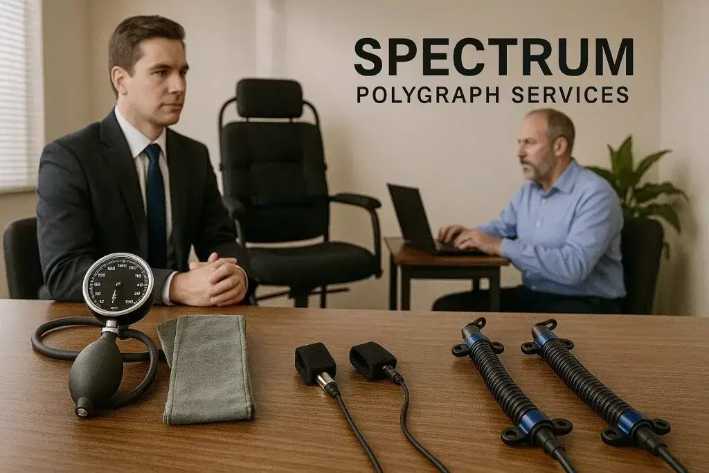 Polygraph examiner correcting common myths on a whiteboard – Spectrum Polygraph Services